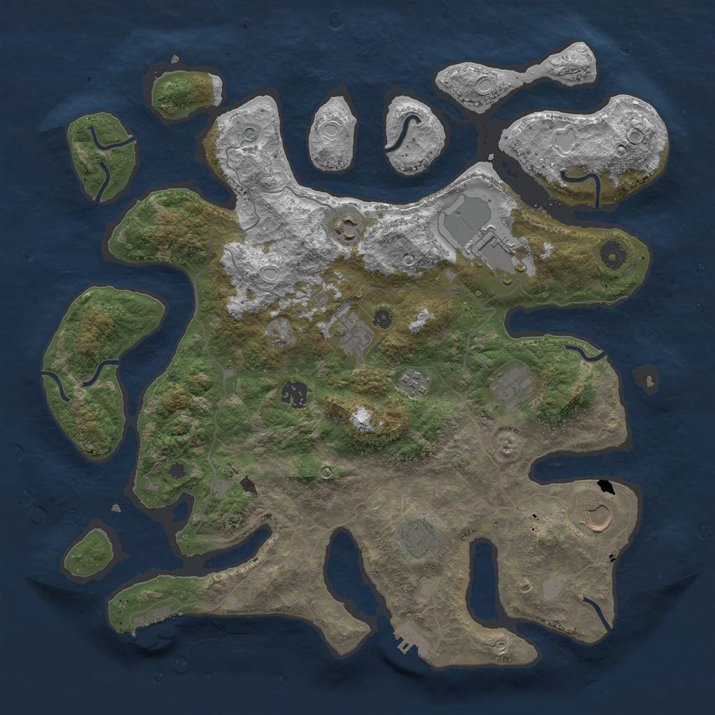 Rust Map: Procedural Map, Size: 4000, Seed: 525027, 16 Monuments