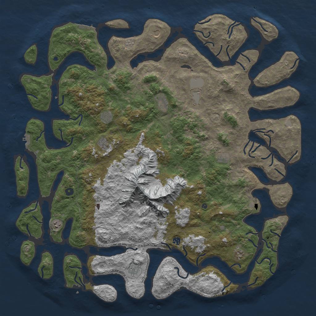 Rust Map: Procedural Map, Size: 6000, Seed: 21784, 19 Monuments