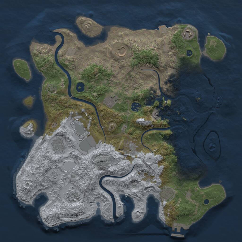 Rust Map: Procedural Map, Size: 3853, Seed: 1621433903, 16 Monuments