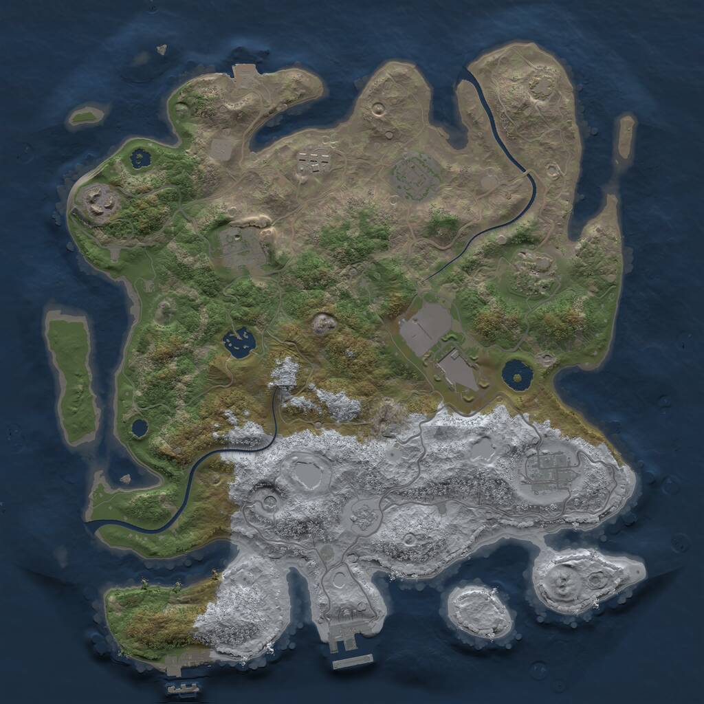 Rust Map: Procedural Map, Size: 3500, Seed: 214536, 14 Monuments
