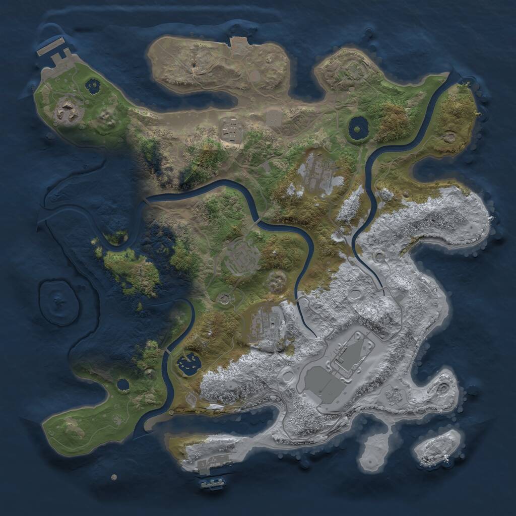 Rust Map: Procedural Map, Size: 3500, Seed: 70493533, 13 Monuments