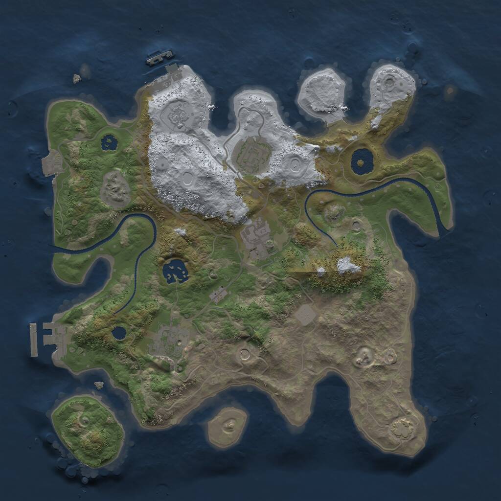 Rust Map: Procedural Map, Size: 3000, Seed: 1437212185, 10 Monuments