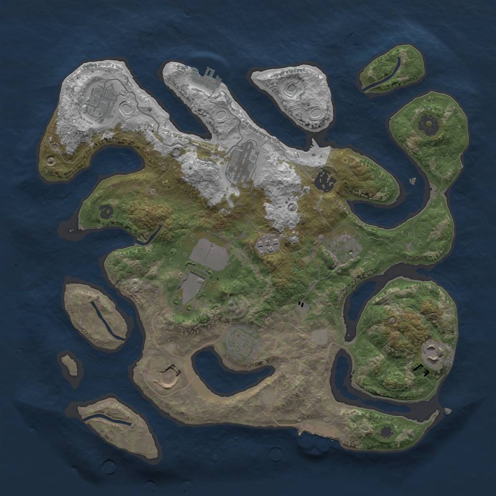 Rust Map: Procedural Map, Size: 3550, Seed: 554025, 17 Monuments
