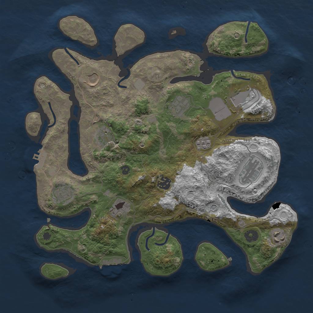Rust Map: Procedural Map, Size: 3550, Seed: 685961, 18 Monuments