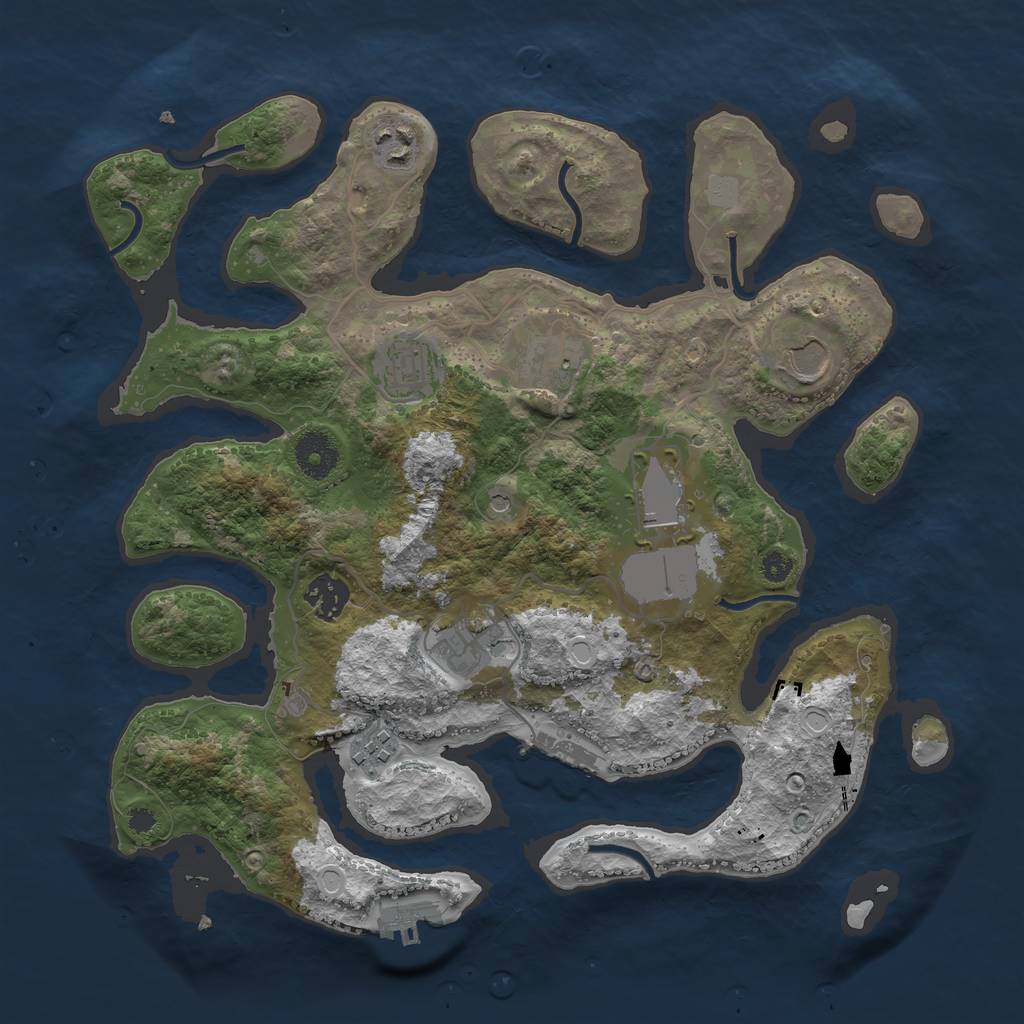 Rust Map: Procedural Map, Size: 3500, Seed: 1105149066, 16 Monuments