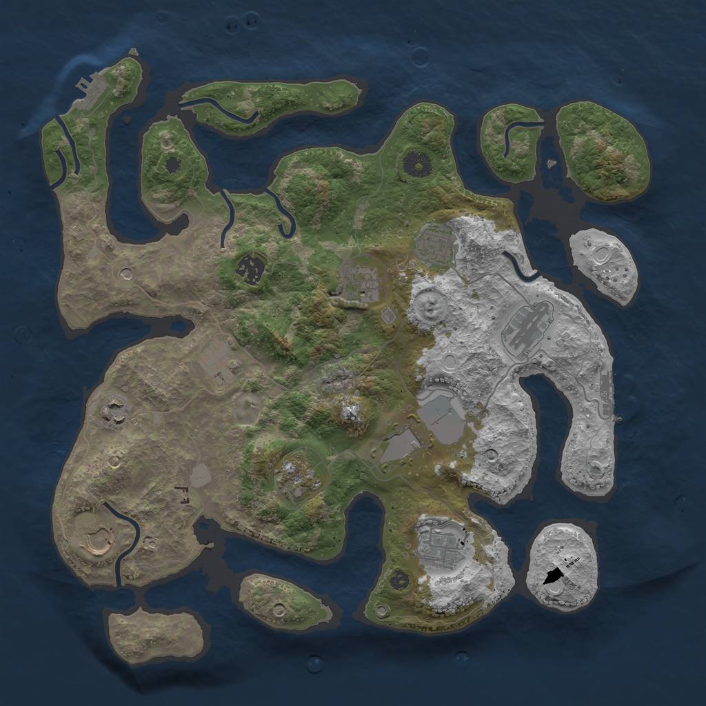 Rust Map: Procedural Map, Size: 3800, Seed: 103456, 18 Monuments