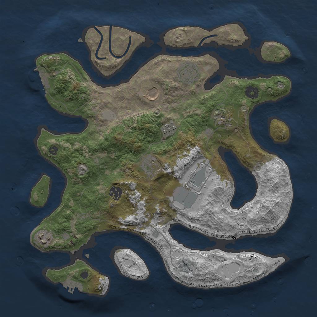 Rust Map: Procedural Map, Size: 3550, Seed: 23437, 16 Monuments