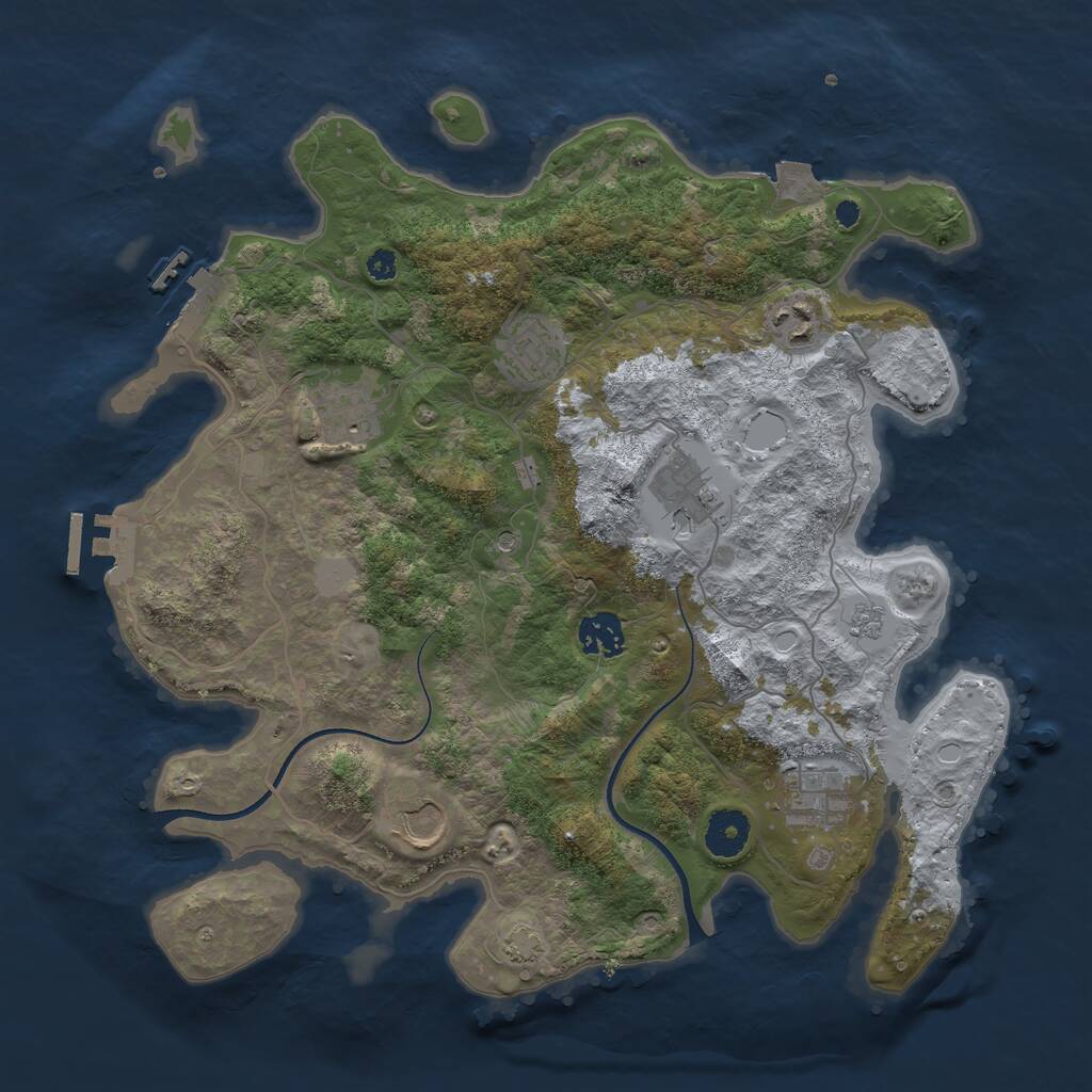 Rust Map: Procedural Map, Size: 3550, Seed: 536561, 13 Monuments