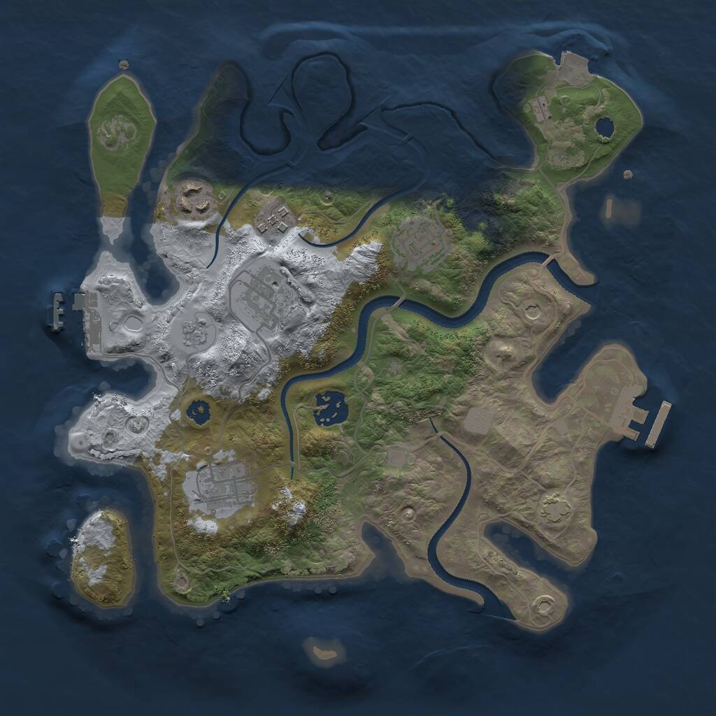 Rust Map: Procedural Map, Size: 3000, Seed: 477931, 12 Monuments