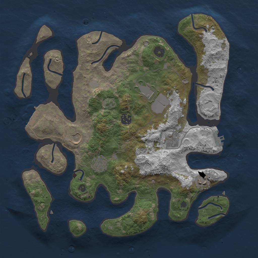 Rust Map: Procedural Map, Size: 3550, Seed: 618039, 14 Monuments