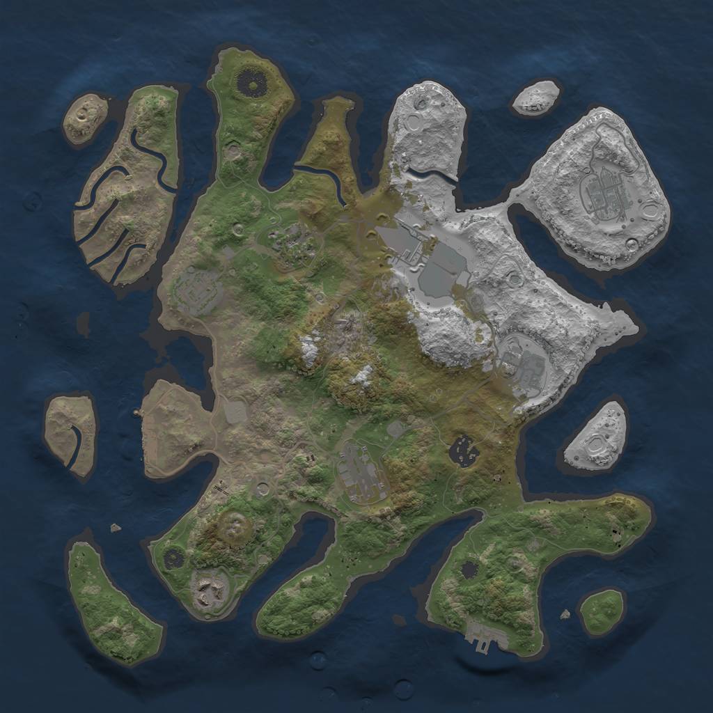 Rust Map: Procedural Map, Size: 3600, Seed: 2774232, 16 Monuments