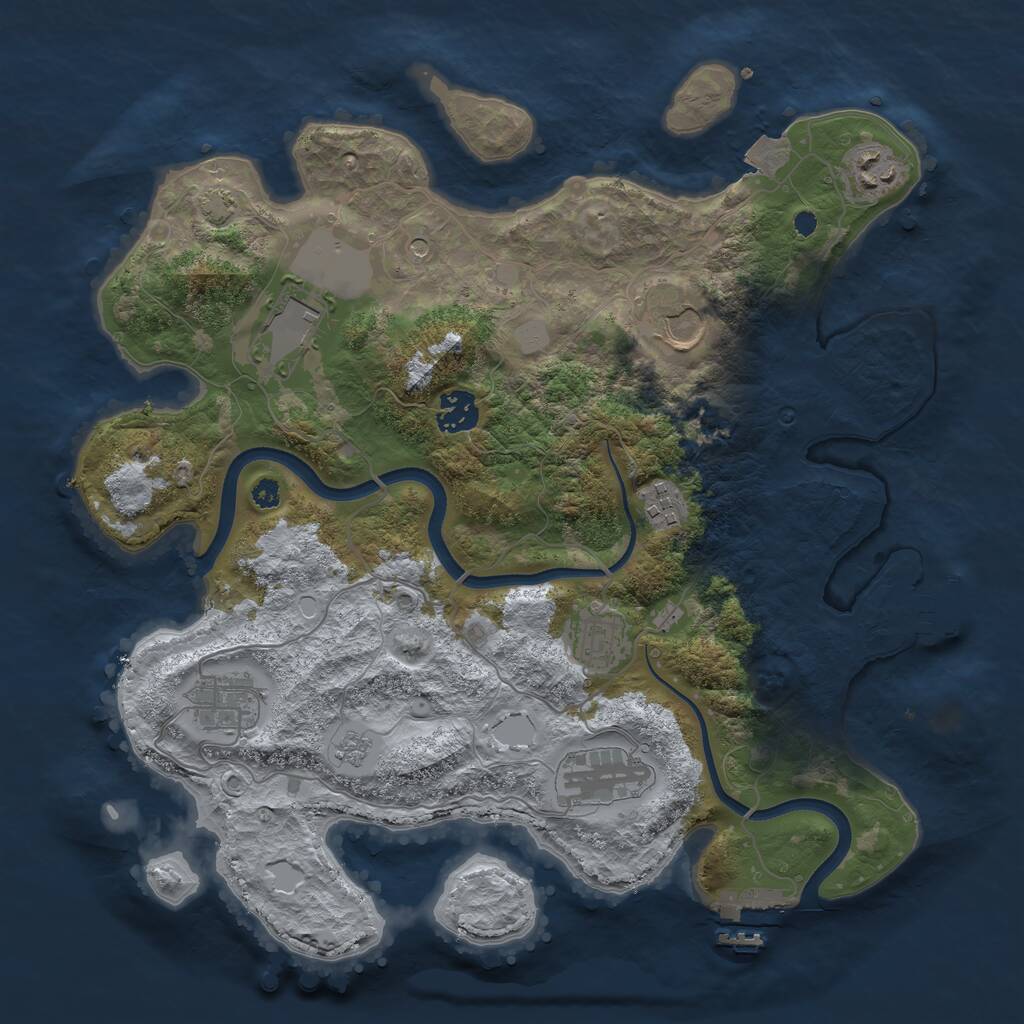 Rust Map: Procedural Map, Size: 3550, Seed: 154557, 14 Monuments