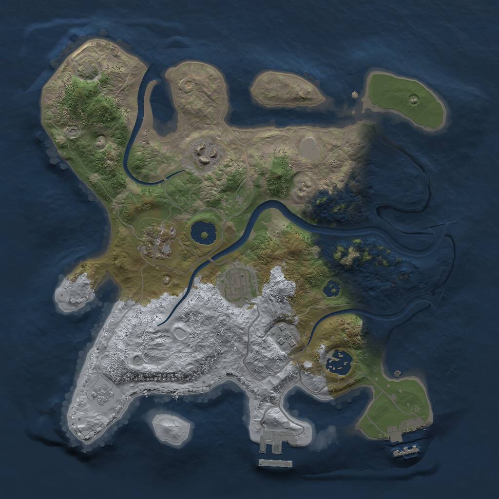 Rust Map: Procedural Map, Size: 3000, Seed: 612329, 10 Monuments