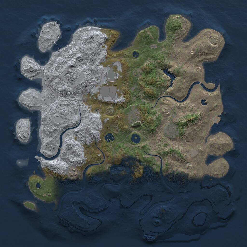 Rust Map: Procedural Map, Size: 4000, Seed: 596505, 13 Monuments