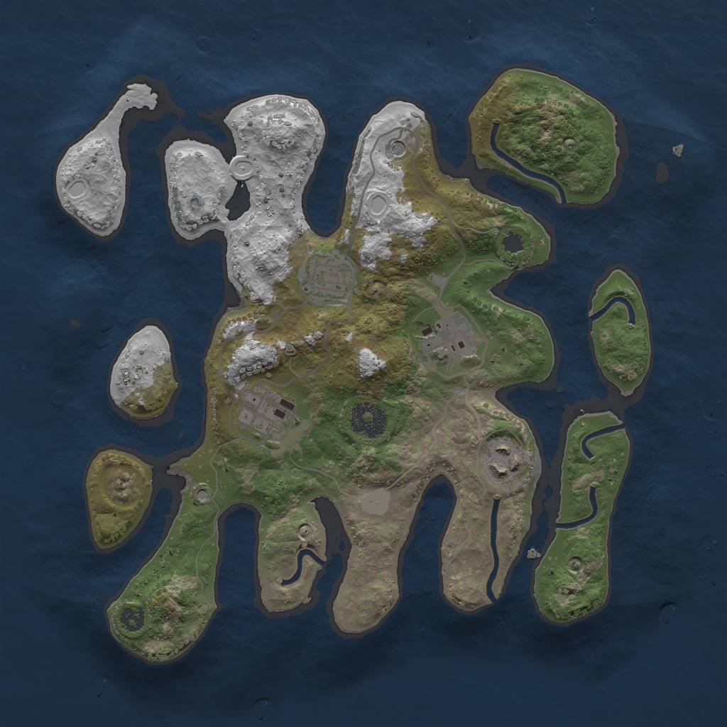 Rust Map: Procedural Map, Size: 3000, Seed: 699744, 10 Monuments