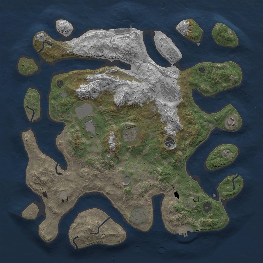 Rust Map: Procedural Map, Size: 4000, Seed: 110682, 16 Monuments