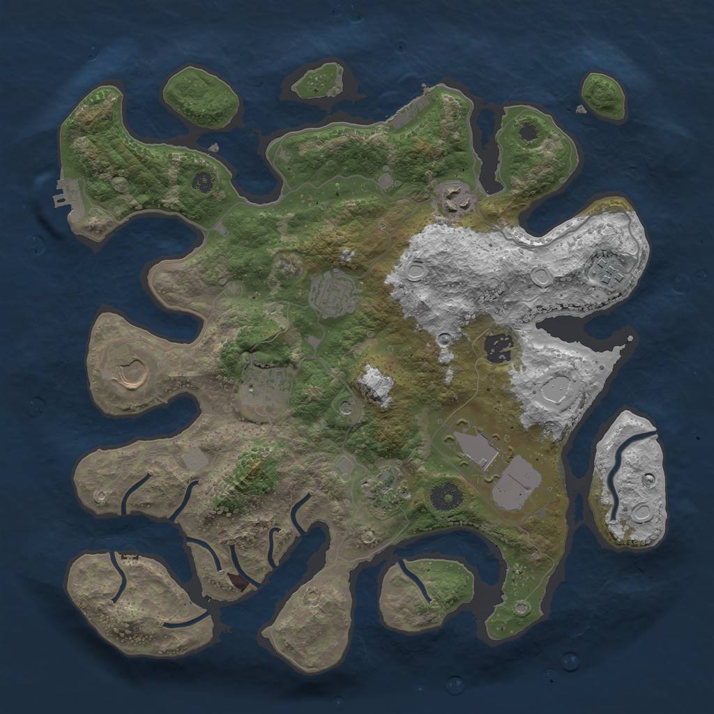 Rust Map: Procedural Map, Size: 3550, Seed: 897847, 16 Monuments