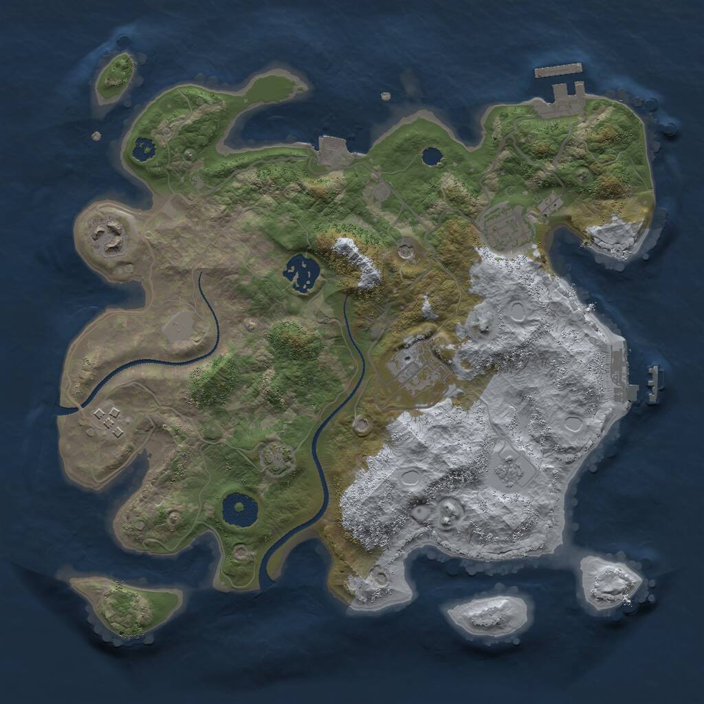 Rust Map: Procedural Map, Size: 3000, Seed: 739452, 11 Monuments