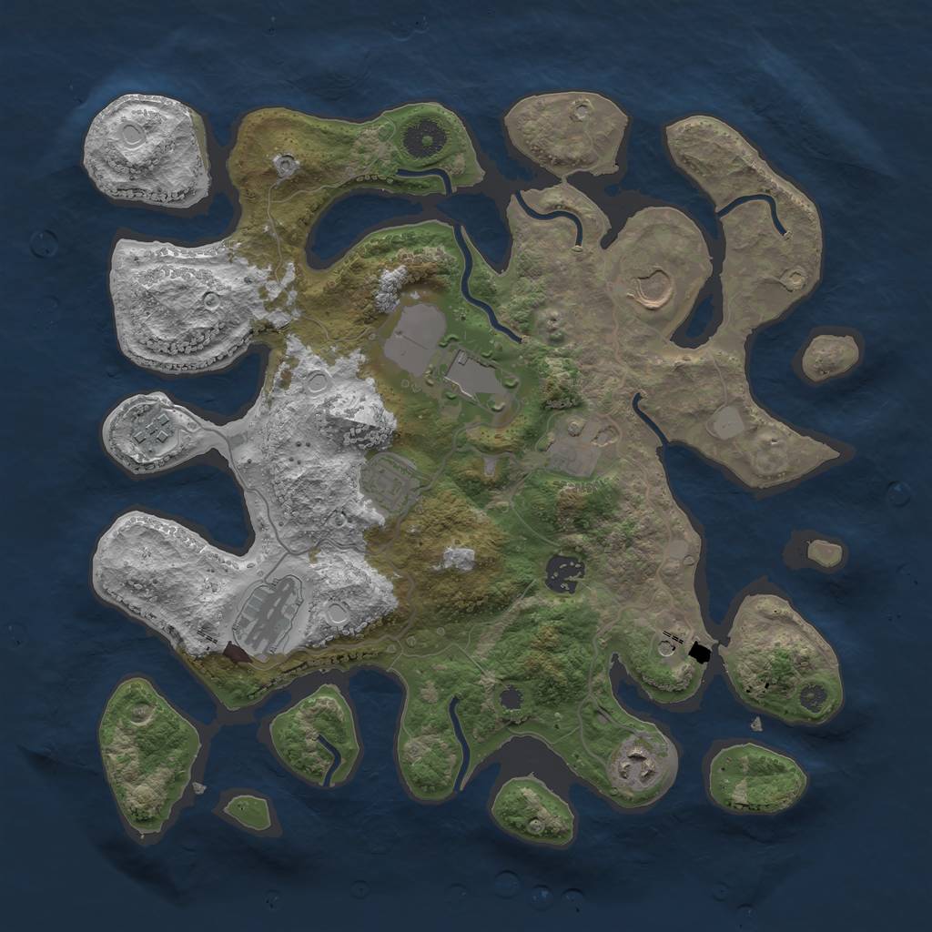 Rust Map: Procedural Map, Size: 3550, Seed: 996943, 14 Monuments