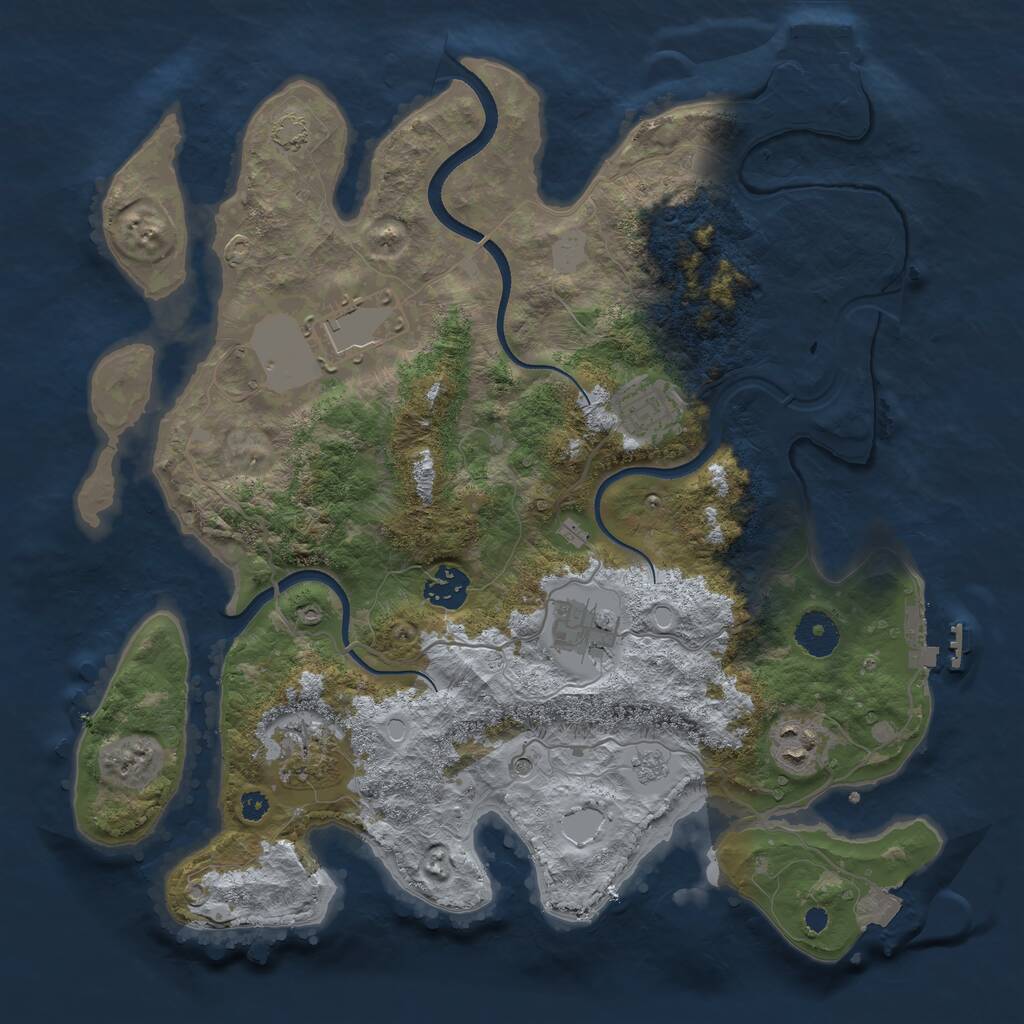 Rust Map: Procedural Map, Size: 3550, Seed: 881191, 12 Monuments