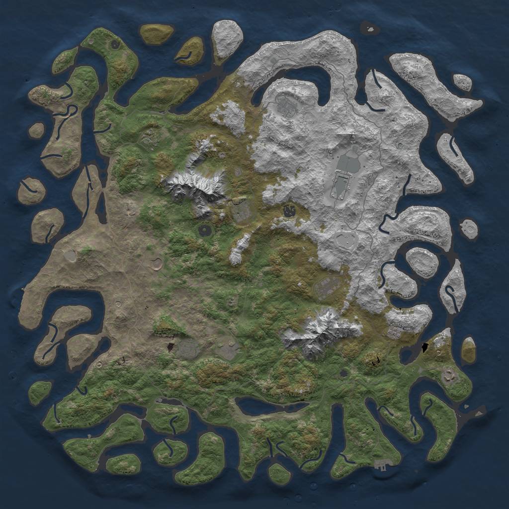 Rust Map: Procedural Map, Size: 6000, Seed: 414263005, 19 Monuments