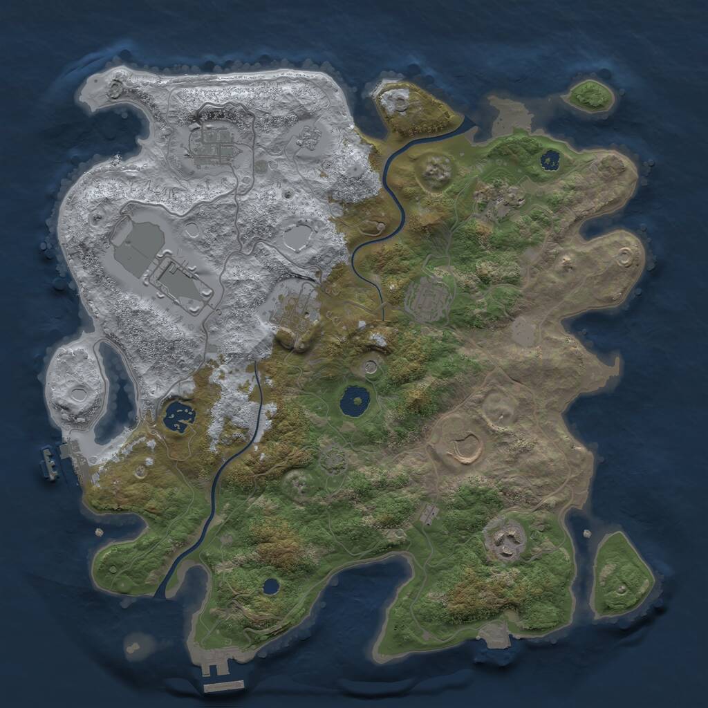 Rust Map: Procedural Map, Size: 3550, Seed: 380460, 14 Monuments