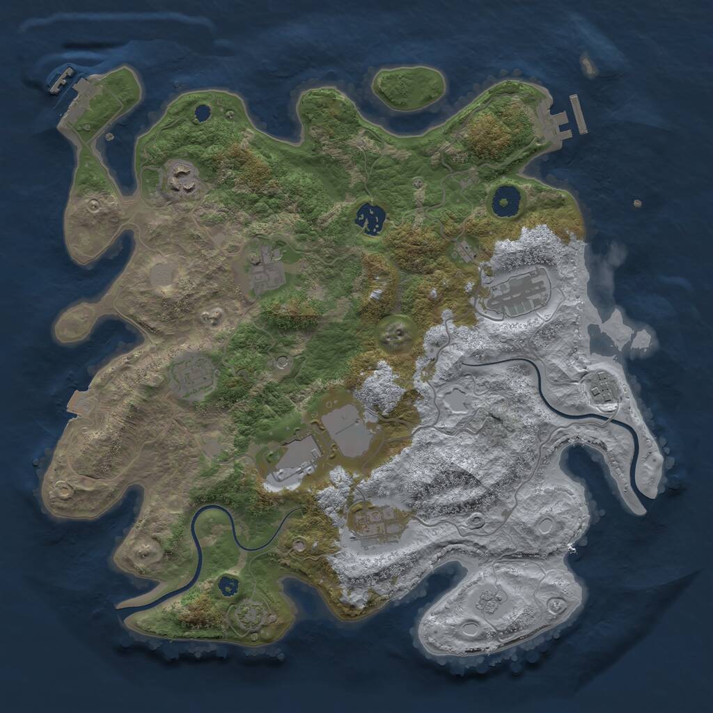 Rust Map: Procedural Map, Size: 3550, Seed: 451736, 14 Monuments