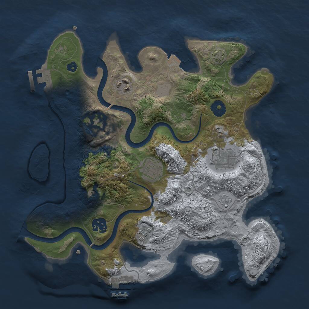 Rust Map: Procedural Map, Size: 3000, Seed: 691383, 12 Monuments