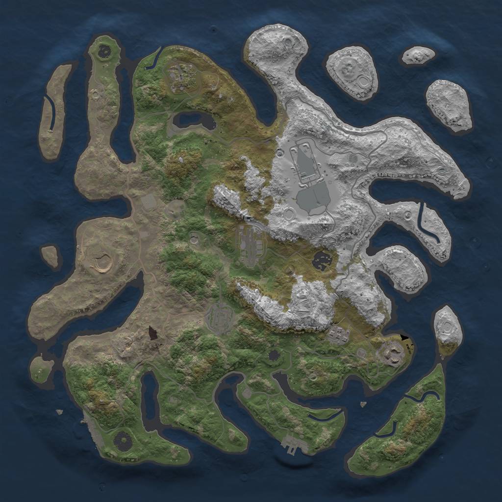 Rust Map: Procedural Map, Size: 4000, Seed: 1806280447, 16 Monuments