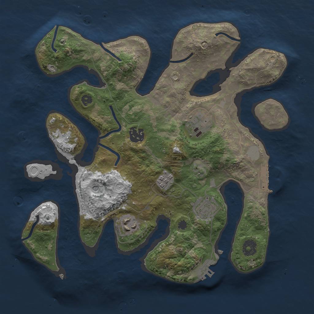 Rust Map: Procedural Map, Size: 3000, Seed: 621521, 13 Monuments