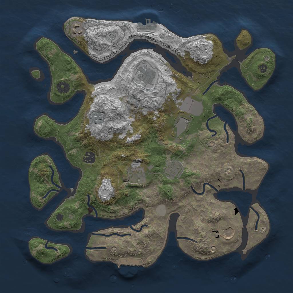 Rust Map: Procedural Map, Size: 3550, Seed: 777169, 16 Monuments
