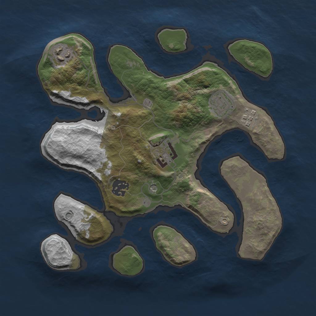 Rust Map: Barren, Size: 2800, Seed: 2033, 8 Monuments