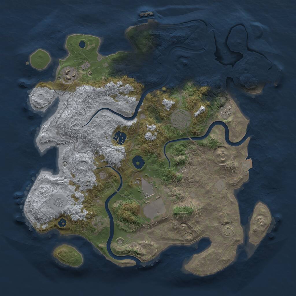 Rust Map: Procedural Map, Size: 3550, Seed: 772596, 11 Monuments