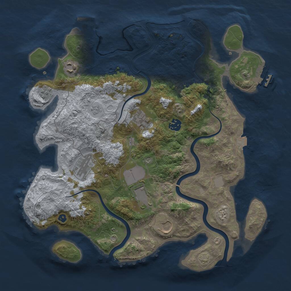 Rust Map: Procedural Map, Size: 3550, Seed: 772596, 13 Monuments
