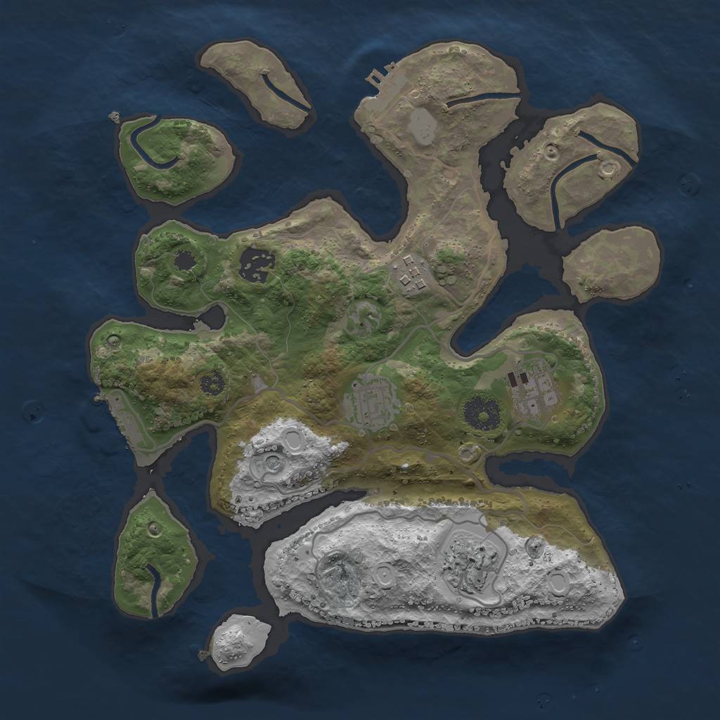 Rust Map: Procedural Map, Size: 3000, Seed: 339098, 13 Monuments