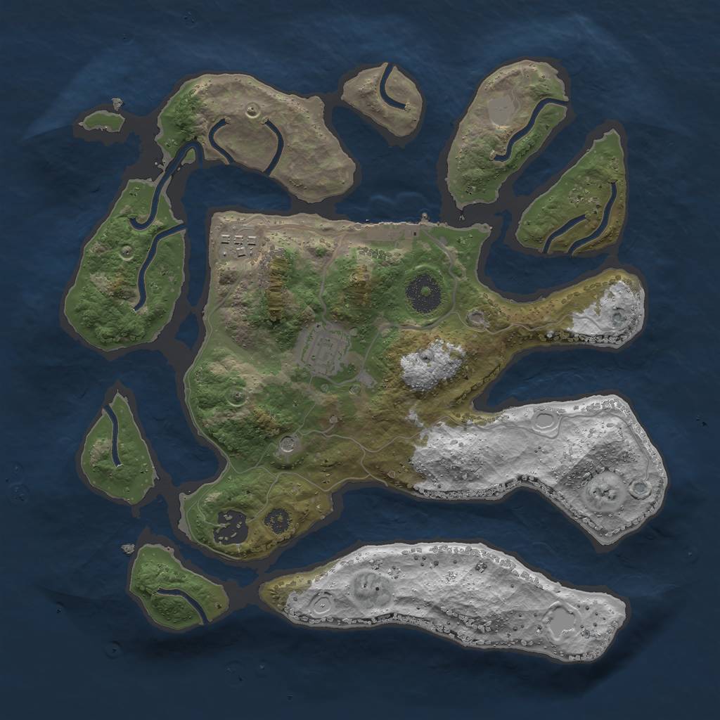 Rust Map: Procedural Map, Size: 3000, Seed: 114, 10 Monuments