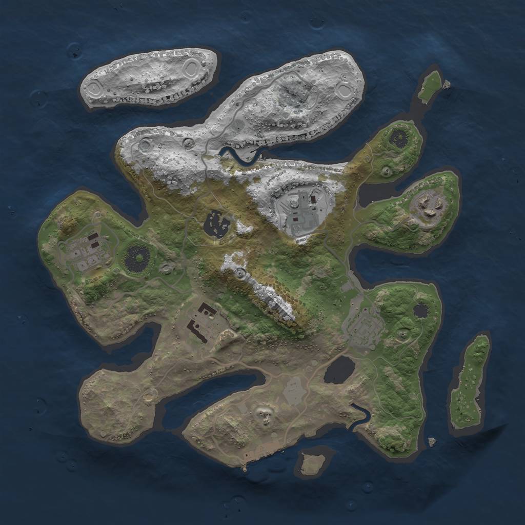 Rust Map: Procedural Map, Size: 3000, Seed: 2432438, 12 Monuments