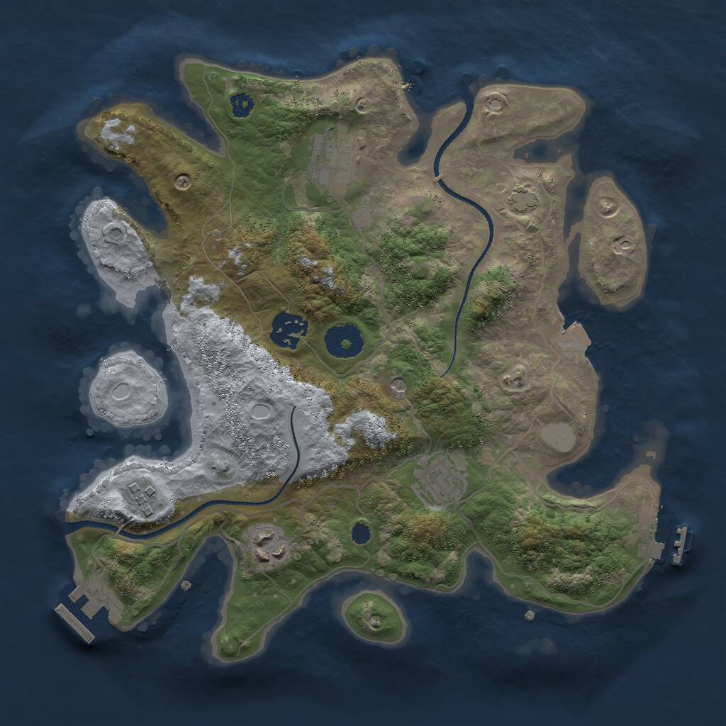 Rust Map: Procedural Map, Size: 3000, Seed: 2432373, 10 Monuments