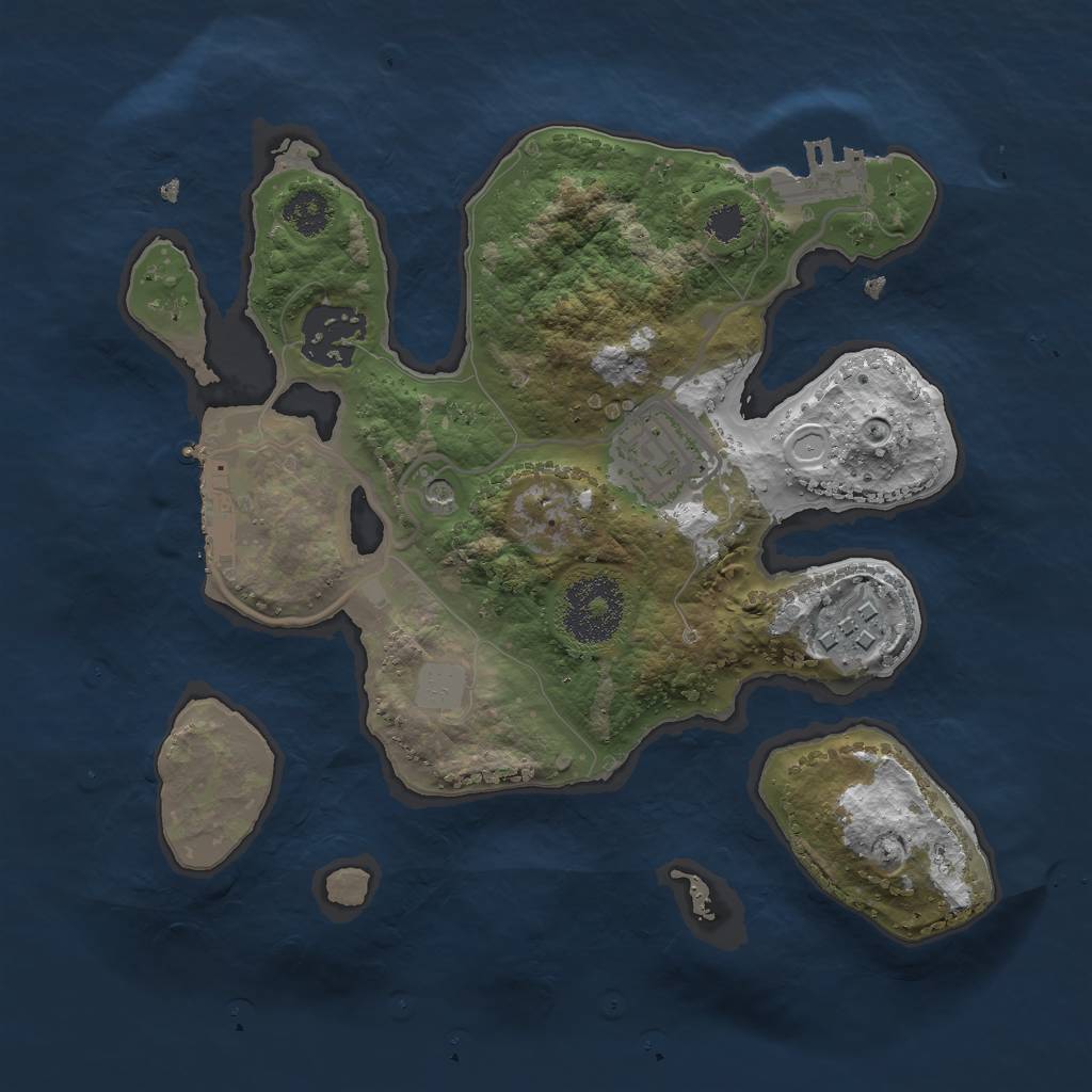 Rust Map: Procedural Map, Size: 2500, Seed: 513564, 11 Monuments