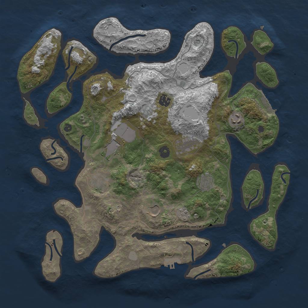 Rust Map: Procedural Map, Size: 4000, Seed: 836429911, 16 Monuments