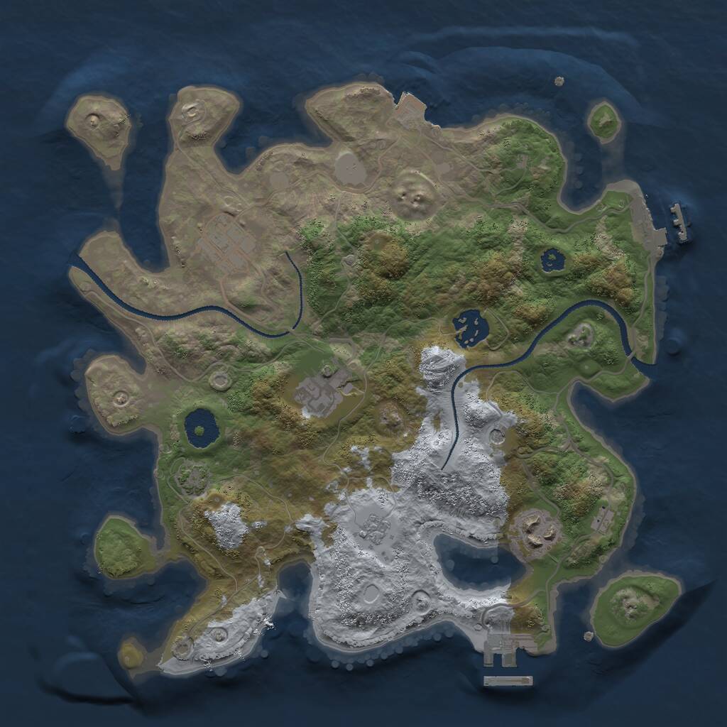 Rust Map: Procedural Map, Size: 3000, Seed: 550467, 10 Monuments