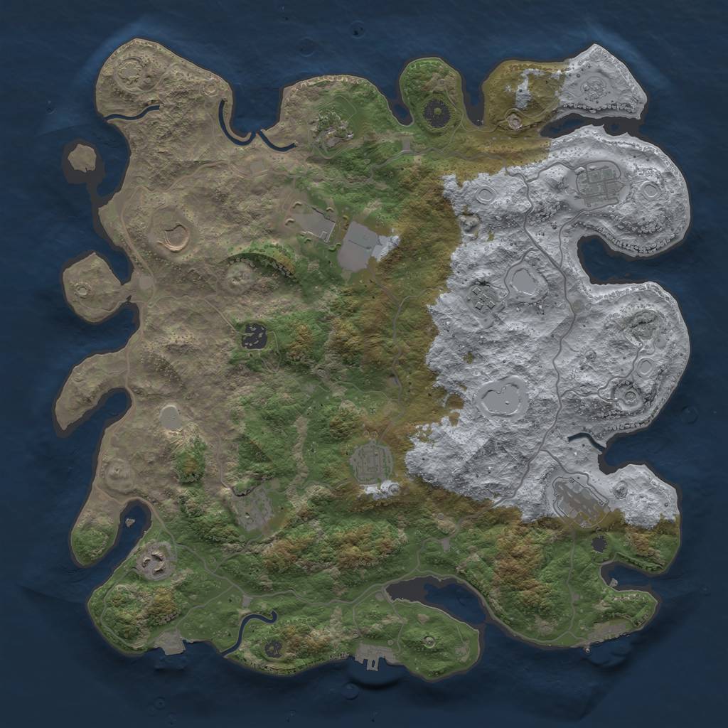 Rust Map: Procedural Map, Size: 4050, Seed: 466511585, 18 Monuments