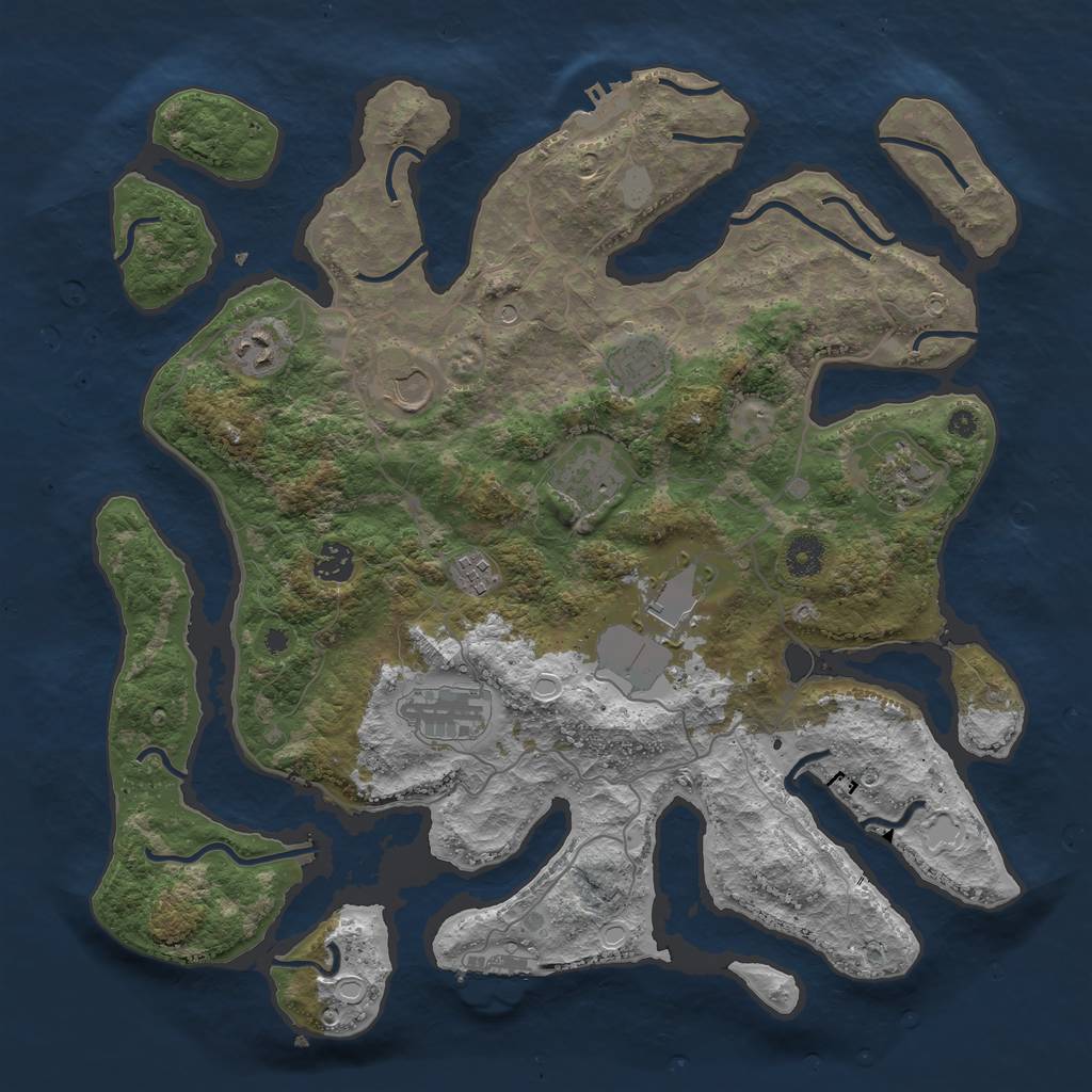 Rust Map: Procedural Map, Size: 4000, Seed: 189333, 17 Monuments