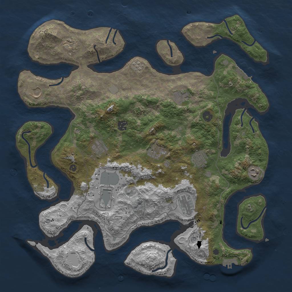 Rust Map: Procedural Map, Size: 4250, Seed: 1469117150, 19 Monuments