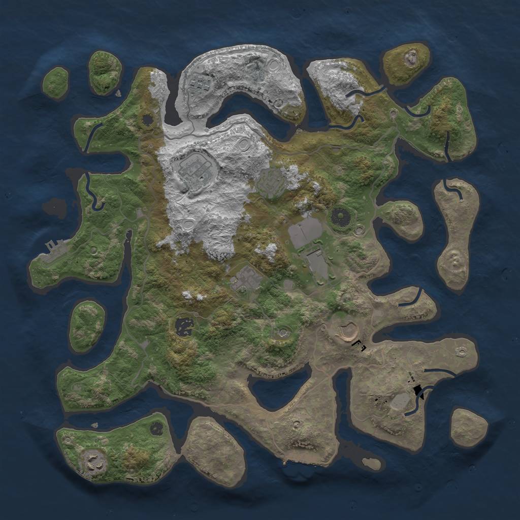 Rust Map: Procedural Map, Size: 4000, Seed: 1137844659, 16 Monuments