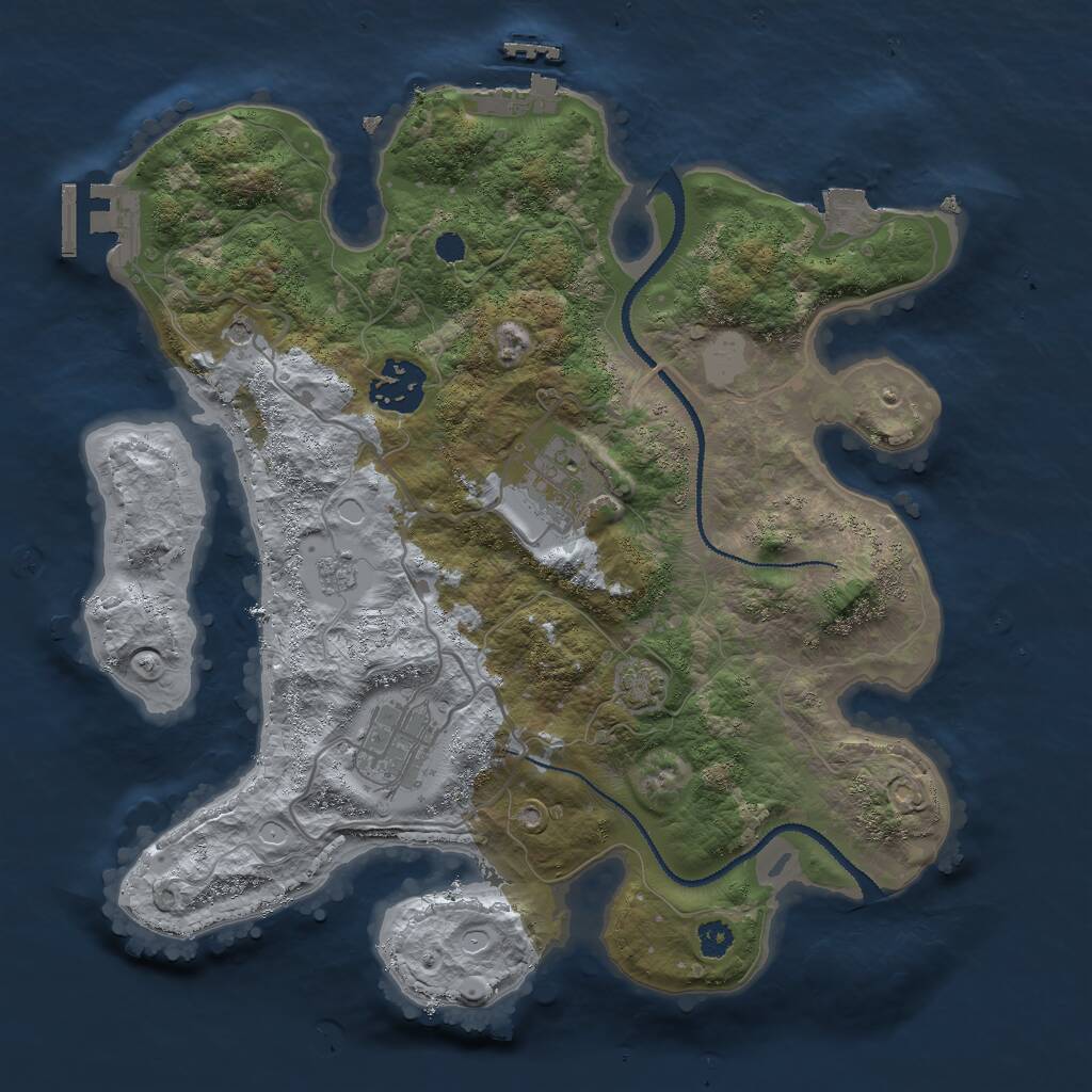 Rust Map: Procedural Map, Size: 3000, Seed: 129964, 9 Monuments