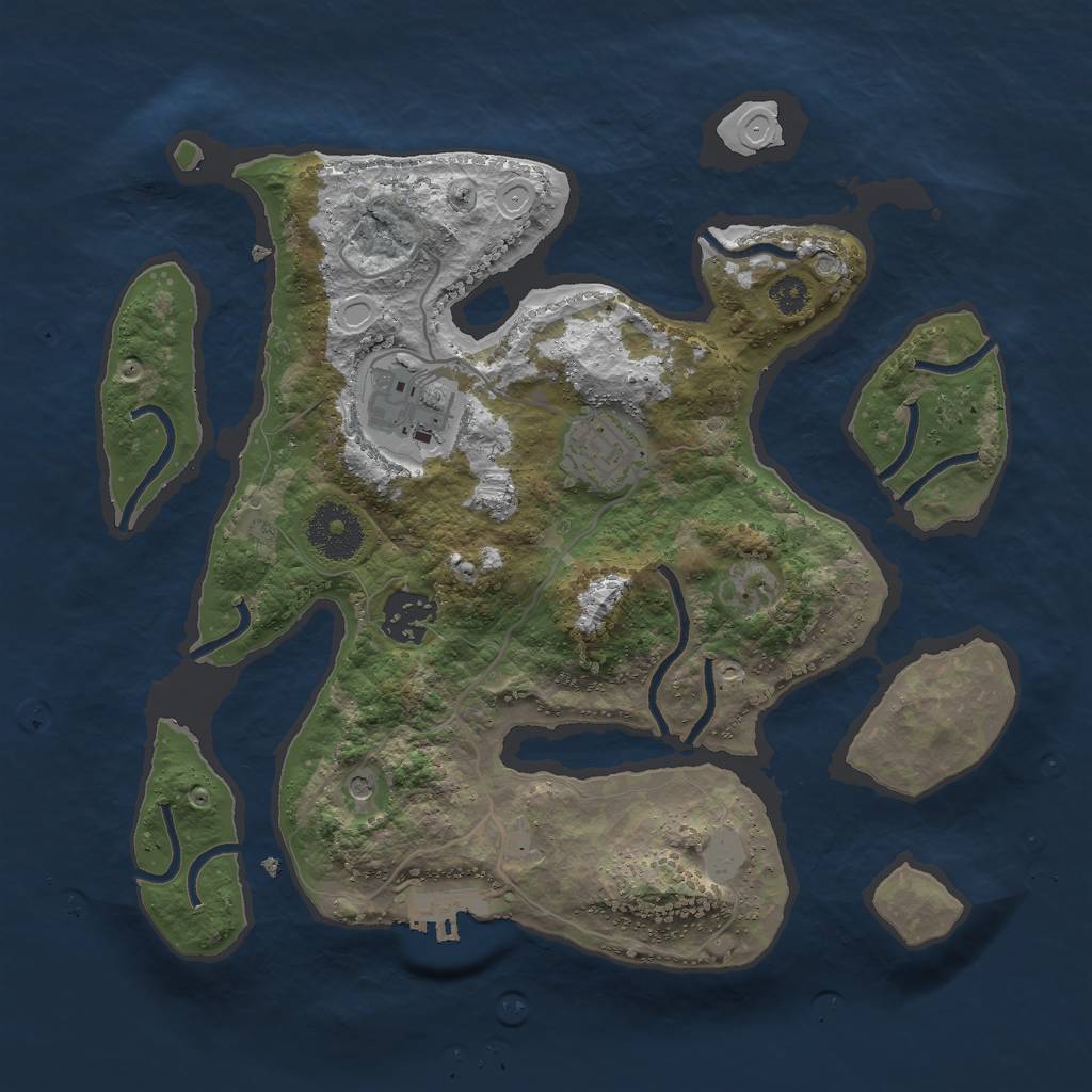 Rust Map: Procedural Map, Size: 3000, Seed: 665527, 10 Monuments
