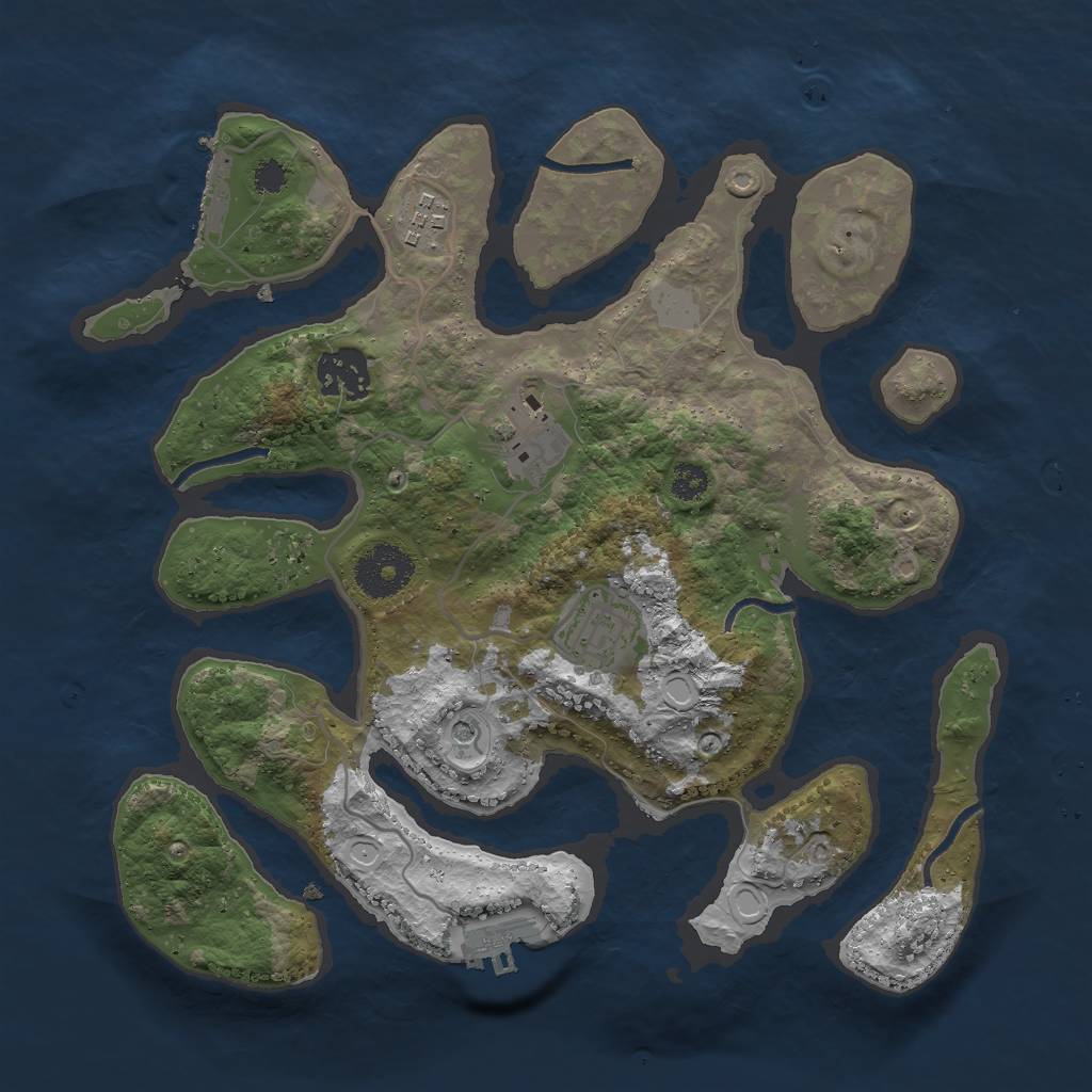 Rust Map: Procedural Map, Size: 3000, Seed: 427142, 12 Monuments