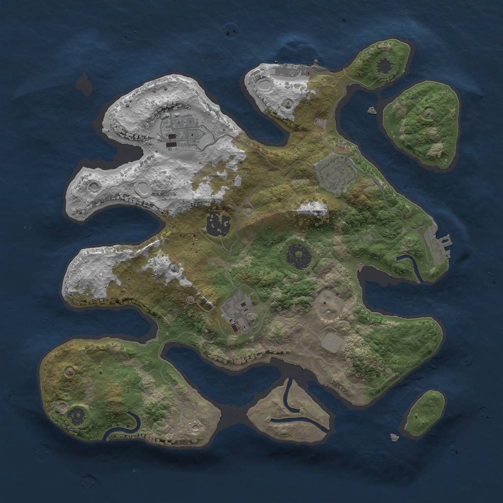 Rust Map: Procedural Map, Size: 3000, Seed: 864784, 11 Monuments