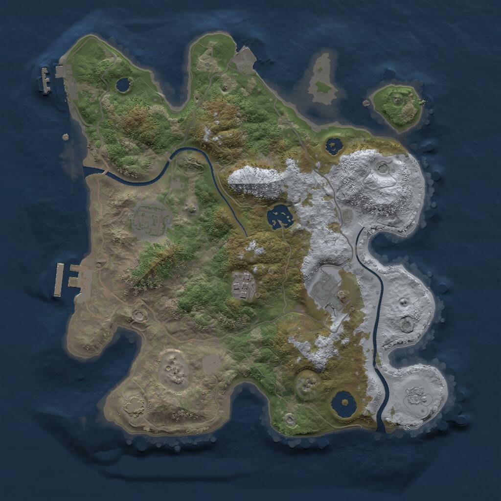 Rust Map: Procedural Map, Size: 3000, Seed: 543656, 10 Monuments